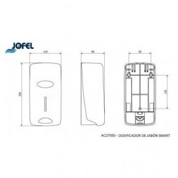 Jofel AC27050 - Dosificador de Jabón Smart Rellenable, 1 litro, ABS, Blanco