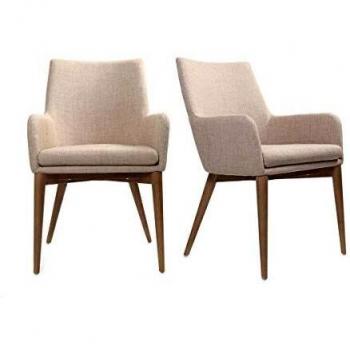 Lote de 2 sillones de diseño en poliéster beige SHANA