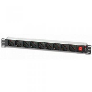 Multipresa Rack 19'' 1U con 9 Tomas y Interruptor Italiano, Cable de 2m