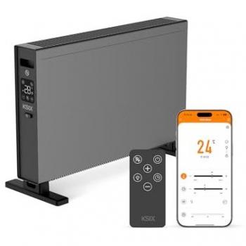 Calefactor Eléctrico Convector Inteligente Ksix Blaze 2000W, Pantalla LED Táctil, App Tuya y Control Remoto, Negro
