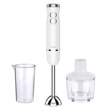 Batidora de Mano MyWave MWBTM-8002 - 800W - Turbo - Accesorios: Vaso y Picadora - Acero Inoxidable