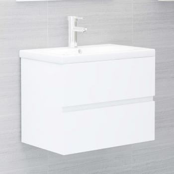 Gabinete con fregadero blanco integrado en madera de múltiples capas, tipo mueble con lavabo, características: madera de ingeniería, color blanco brillante