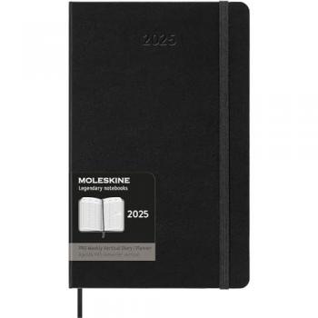 Agenda Moleskine Professional 2025, Semana Vista Vertical, Tapa Dura, Cierre Elástico, Color Negro, Formato Grande 13x21 cm