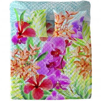 Costura Orchids - Colcha bouti para cama de 90 cm