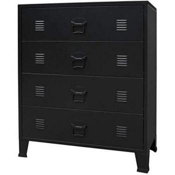vidaXL Industrial Style Metal Chest of Drawers 78x40x93 cm Black