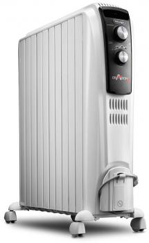 Radiador de Aceite De'Longhi Dragon TRD04 1025, 2500W con Función Anti Heladas, 3 Ajustes de Potencia, Asa y Ruedas para Fácil Movilidad, Almacenamiento de Cable - Blanco