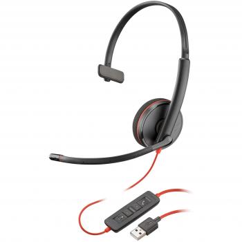 HP Inc BLACKWIRE C3210 USB-A BLACK - Auriculares con Diadema Alámbricos para Oficina/Centro de Llamadas en Color Negro
