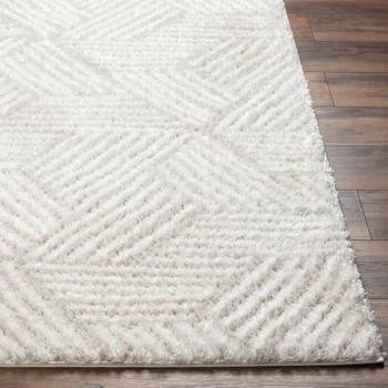 Alfombra Shaggy Moderna EUPEN Marfil y Beige 200 x 275 cm, Pelo Largo 31 mm