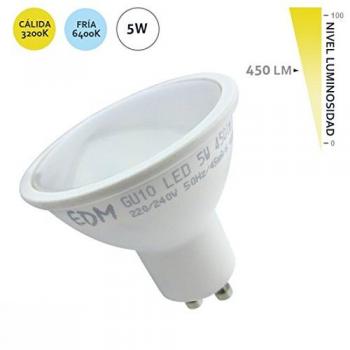 Bombilla dicroica gu10 smd 5w 12 leds 3200k luz calida apertura 120º EDM 35243