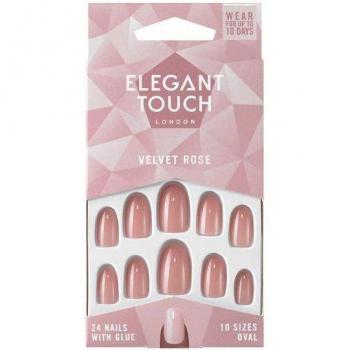 Elegant Touch Polished Colour 24 uñas ovaladas con pegamento - Velvet Nude