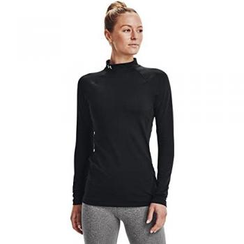 Under Armour Women's ColdGear Authentics Mock Neck Long Sleeve T-Shirt, Size: Extra Large, Colour: Black