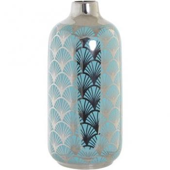 Jarrón porcelana turquesa oriental de 15x15x41,5 cm