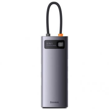 8-in-1 USB-C Multiport Hub with HDMI, 3 USB 3.0 Ports, Gigabit Ethernet, SD/TF Card Reader, and PD Charging - Gray