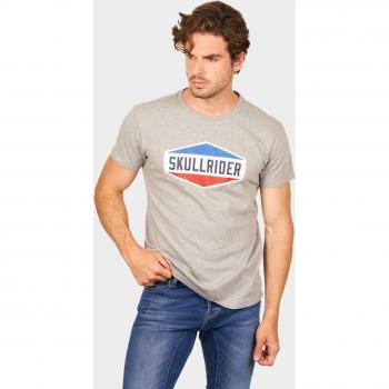 Camiseta de hombre Petrol gris manga corta Skull Rider