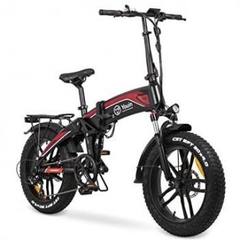 Bicicleta eléctrica, Youin You-Ride Dakar, plegable, ruedas FAT 20, batería integrada extraíble, autonomía hasta 45 km, cambio Shimano de 7 velocidades.