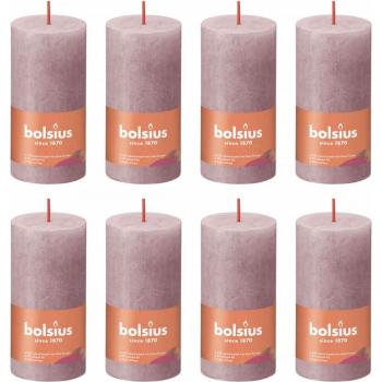 Bolsius Velas Rústicas Brillo 8 Piezas 100x50mm Ceniza Rosa