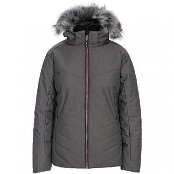 Trespass - Chaqueta de esquí para mujer, impermeable, cortavientos, capucha desmontable, ventilación en las axilas, bolsillo con cremallera, Sabiduría, Mujer, color gris oscuro, tamaño L