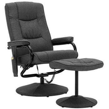 vidaXL Sillón de Masaje Reclinable con Reposapiés Tela Gris Oscuro Mobiliario Estilo y Funcionalidad Comodidad Despacho Sala de Relajación Estudios