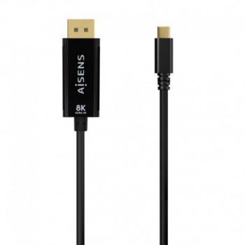 Aisens A109-0688 Cable Conversor USB-C a DisplayPort, 8K@60Hz, Tipo C Macho a DP Macho, Longitud 0.8m, Color Negro