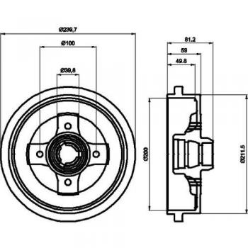 HELLA 8DT 355 301-701 Tambor de freno - 63912
