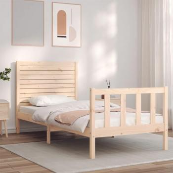 Estructura de Cama Individual con Cabecero 100x200 cm en Madera Maciza de Pino