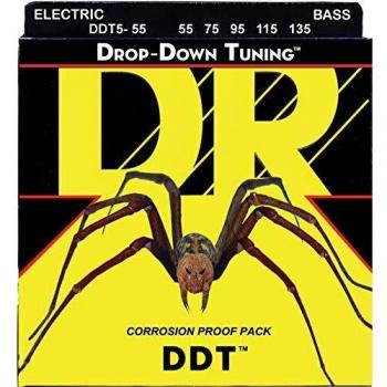 DR Strings DDT5-55 Extra Heavy 5-String Bass Set for Drop Down Tuning