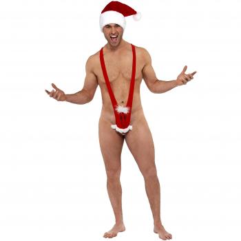 Mankini Sexy de Papá Noel para Hombre - Rojo y Blanco