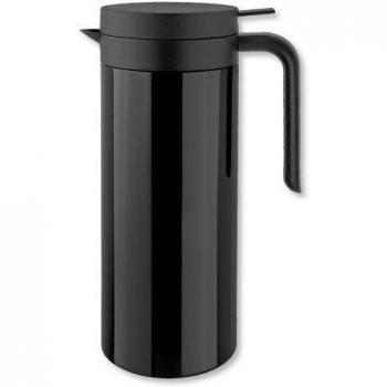 Isosteel VA-9336K - Jarra térmica de vacío con tapa y sistema de apertura y cierre rápido, acero inoxidable 18/8 cepillado, 1 L, se puede lavar en el lavavajillas, color negro