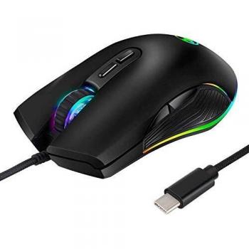 Ratones RGB LED para Juegos,3200DPI,Puerto USB C con Cable para Apple MacBook Pro 2017/2016, MacBook 14 Pulgadas,Chromebook,PC con Windows,Computadora o Computadoras Portátiles con Puerto Tipo C