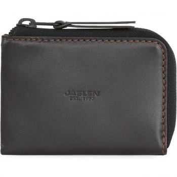 Jaslen - Monedero de hombre Lyon de piel con bloqueo RFID en color marrón oscuro-marrón