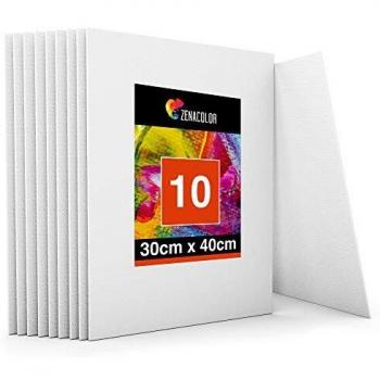 Zenacolor - Set de 10 Canvas - Lienzos para Pintar 30x40cm - Todos los Tipos de Pintura sobre Tela - 100% Algodón sin Ácidos