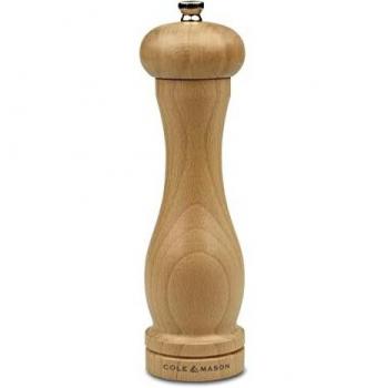 Cole & Mason HA0825P Beech Capstan Molinillo de Sal, Madera Clara, Precision+/Molienda Ajustable, Madera de Haya Natural, 200mm, Incluye 1 x Molino, Garanzia del Meccanismo a Vita