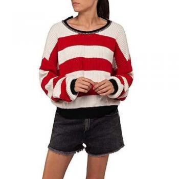 REPLAY Women's Striped Chain Sweater White in Size X-Small