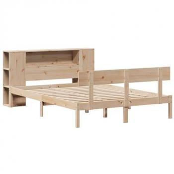 Cama con Estantería sin Colchón 140x200 cm Madera Maciza de Pino