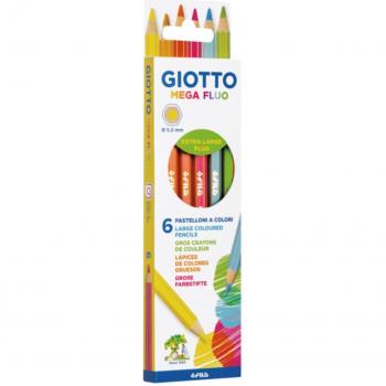 Estuche de 6 lápices de colores Giotto Mega Fluor con tonos fluorescentes