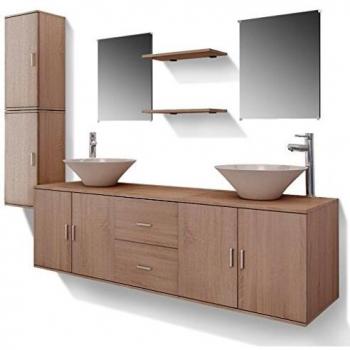 vidaXL Set Muebles para Baño con Lavabo y Grifo Incluido Pack 11 Unidades Beige