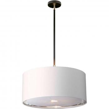 Elstead Lámpara colgante Balance, cilíndrica, negro/níquel pulido, pantalla blanca