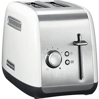 Tostadora KitchenAid 5KMT2115EWH de 2 Rebanadas, 1100 W, Acero Inoxidable y Blanco