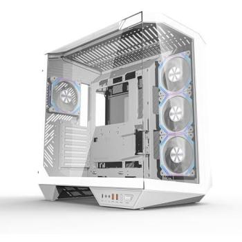 Caja ATX sin fuente de alimentación DARKFLASH DY470 blanca con panel panorámico y 4 ventiladores ARGB