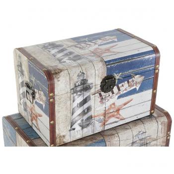 Arcón de Madera Multicolor con Set de 3 Puertas