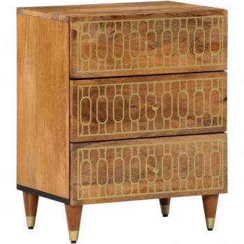 Mesita de Noche Madera Maciza de Mango 50x33x62 cm, Mesa Auxiliar, Armario Auxiliar, mesilla de Noche, Mesa de Noche, Muebles de Dormitorio