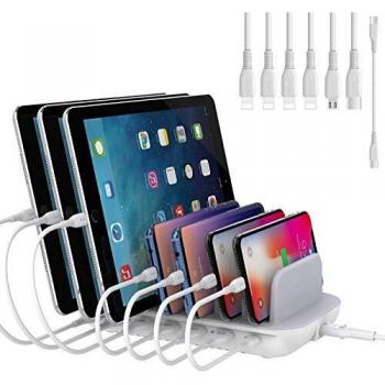SooPii Estación de Carga de 7 Puertos, un Puerto PD de 30 W para computadoras portátiles, Cargador USB múltiple de 70 W para iPhone, Samsung, LG, Huawei, tabletas y más