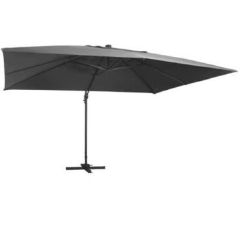 Sombrilla Voladiza con Luces LED Poste de Aluminio Antracita 400x300 cm