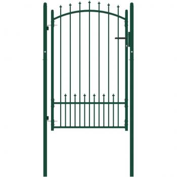 Puerta de valla con picos acero verde 100x150 cm