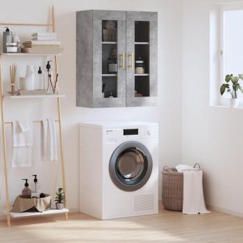 Armario de pared vidaXL 69,5x34x90 cm Mueble de Almacenaje de Salón con puertas y cajón de madera en color gris hormigón, diseño moderno, armario auxiliar y de almacenamiento
