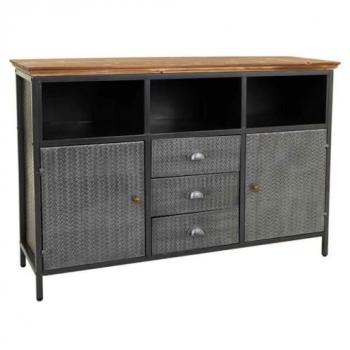 Aparador de Metal y Madera Negro WANDERLUST DECO 121.5x36x82.5 Cm - Estructura de Metal Resistente
