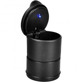 HOTSYSTEM Cenicero para vehículos azul, iluminación LED, para soporte de bebidas, con tapadera portátil universal