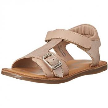 Kickers Diazz Girls' Leather Sandals - Light Pink Metallic