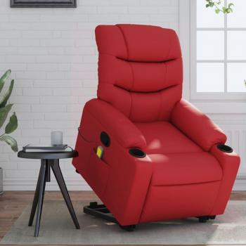 Sillón reclinable de masaje de pie cuero artificial rojo Vidaxl 872000