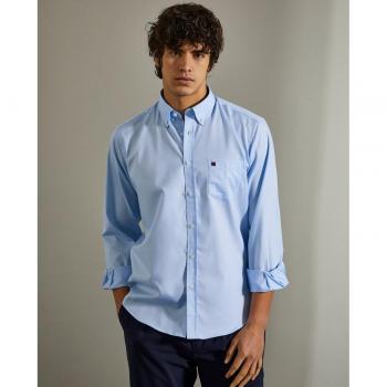 Camisa de hombre regular fit lisa en azul de Lion of Porches